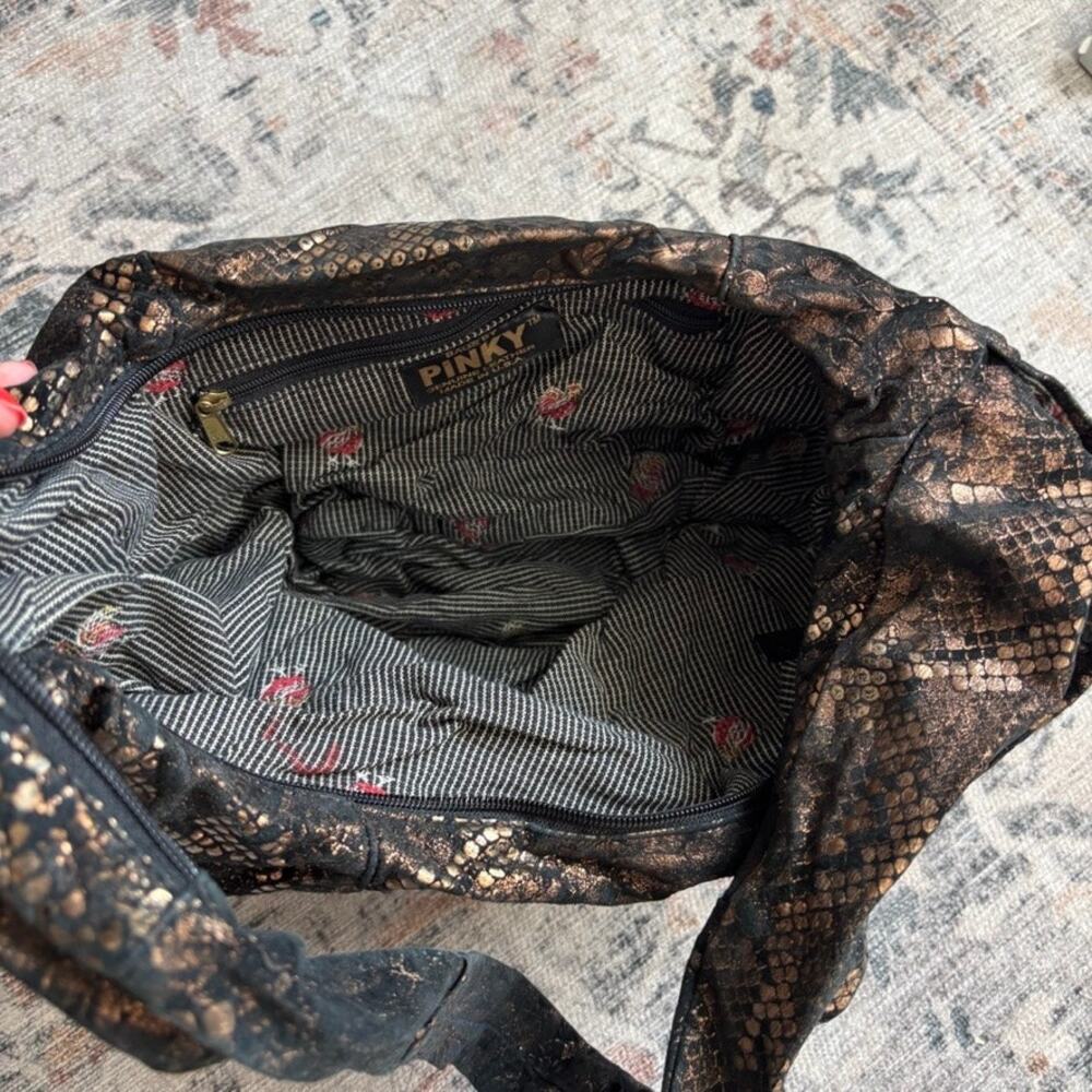 Bags by Pinky Slouchy Shoulder Bag Hobo Snakeskin Brown Y2K - Picture 5 of 10